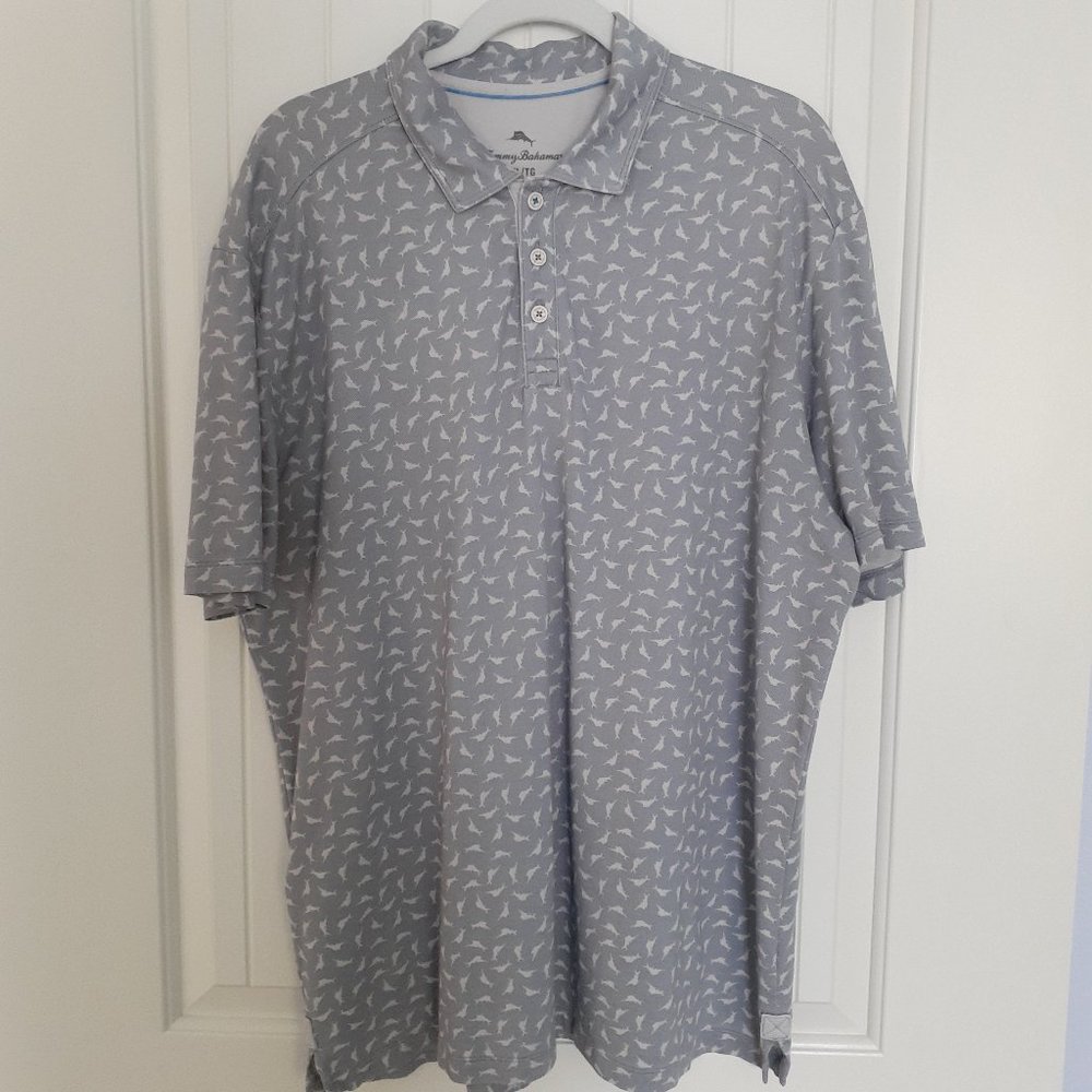 Tommy Bahama Marlin Mixer Polo Gray Size XL